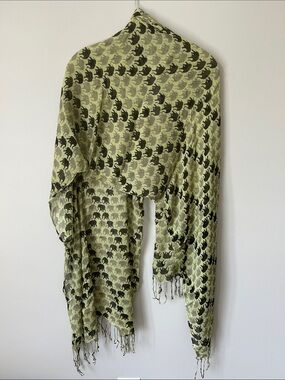 2 Chic Light Green and Black Elephant Print Shawl